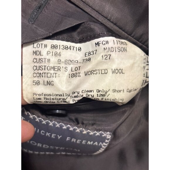 Mens Gray Pinstripe Suit Jacket Two-Button Classic Fit Formal Wear - Picture 14 of 15